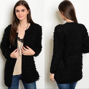 Fuzzy Open Front Cardigan
